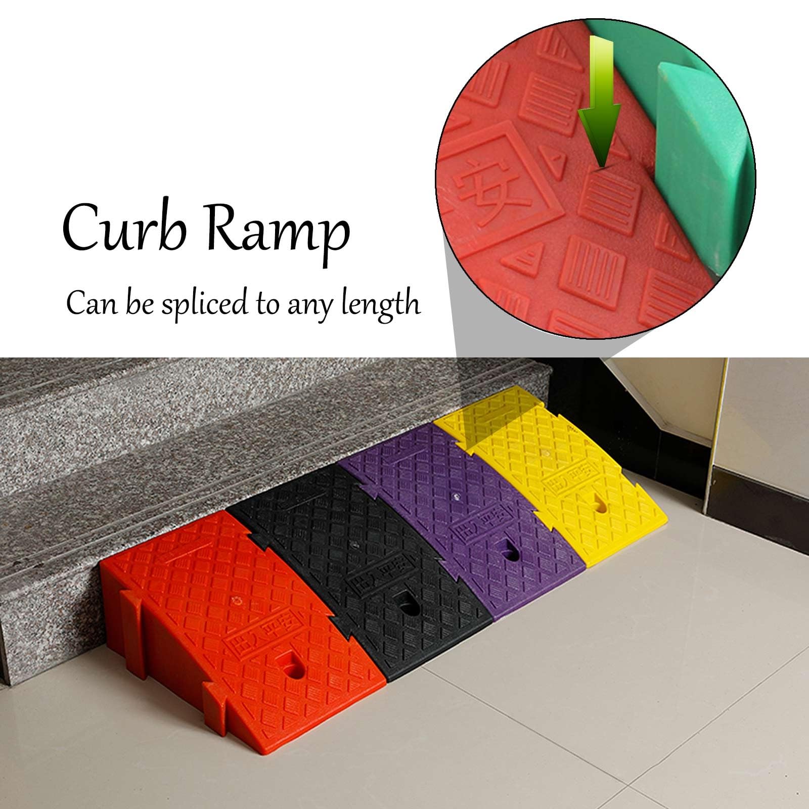 Rampa krawężnikowa z PCV | Wielokolorowy wzrost 16-19 cm do drzwi Podjazdy Wózki inwalidzkie Skutery: Rampa na zboczu(Black,16cm Rise high)