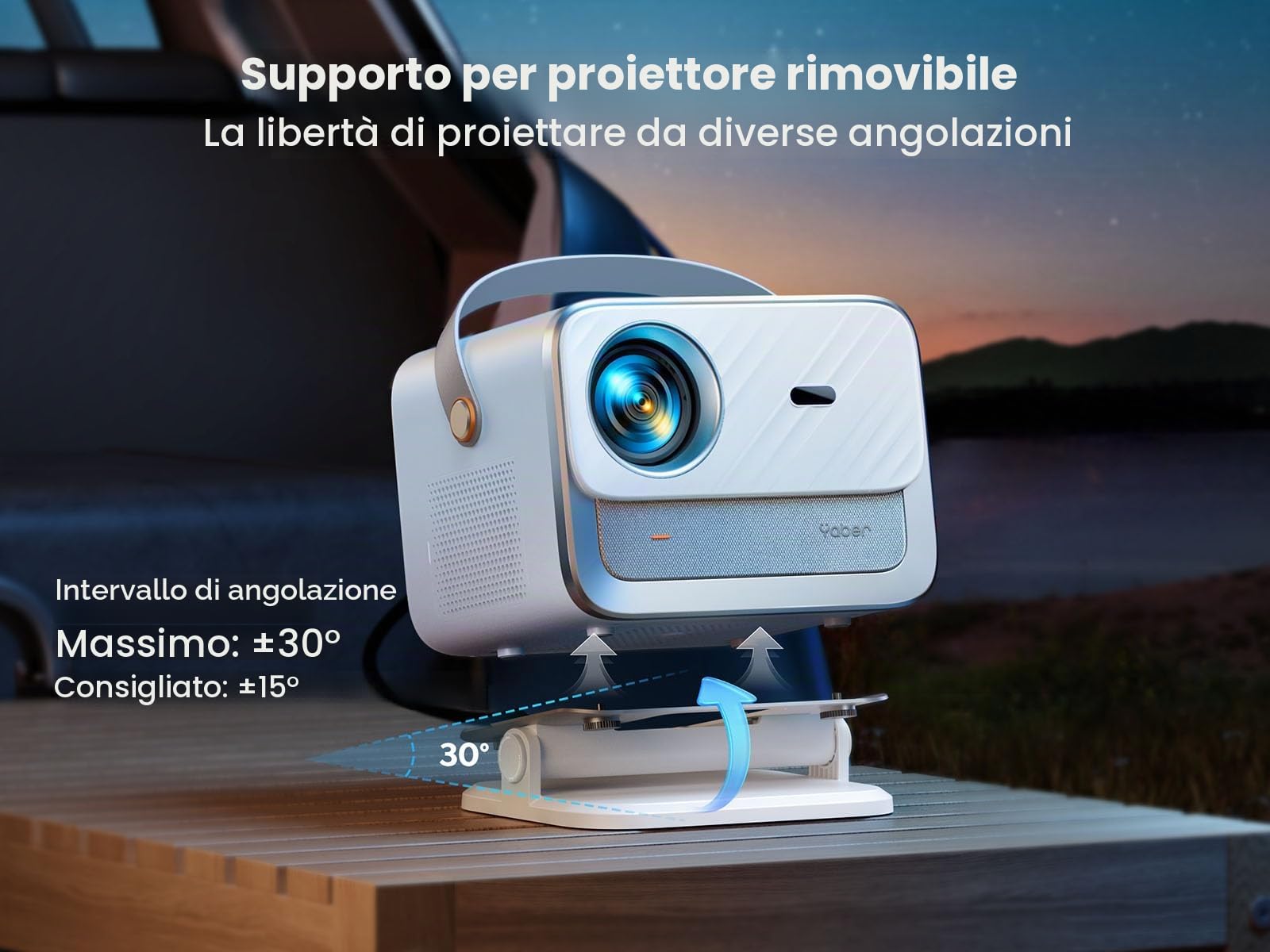 Videoproiettore Netflix Integrato, Dolby 20W Proiettore video nativo Full HD 1080P, 4K Retroproiettore WiFi Bluetooth, Auto Focus/Keystone, Yaber V12 Videoproiettore portatile completamente