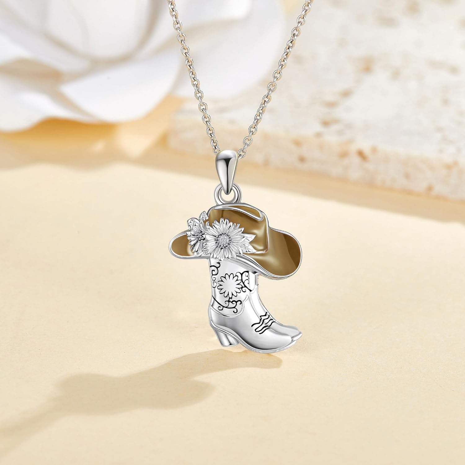 MONGAS Western Cowgirl Horseshoe Necklace Cowgirl Boot Hat Horseshoe Necklace Western Country Cowgirl Jewelry Gifts for Women - Image 4