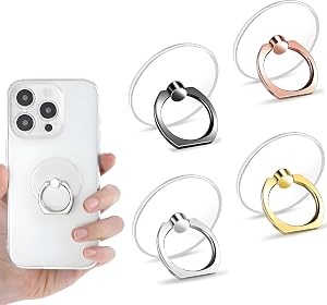 Transparent Phone Ring Holder Stand, 360° Rotation Mobile Finger Kickstand, Universal Grip, Clear Phone Ring for Case, Compatible with Most Devices (Colorful - 4)