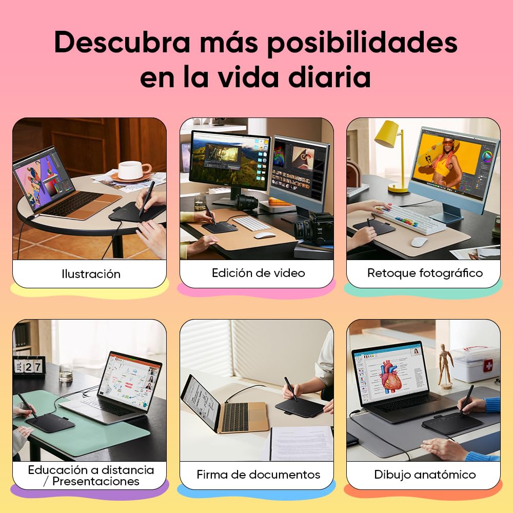 XPPen Deco 640 Tableta Gráfica Dibujo Digital con Lápiz 16384 Niveles de Presión 8 Teclas Personalizadas Virtuales, Tableta de Dibujo para OSU Compatible con Windows, macOS, Android, Chrome OS, Linux