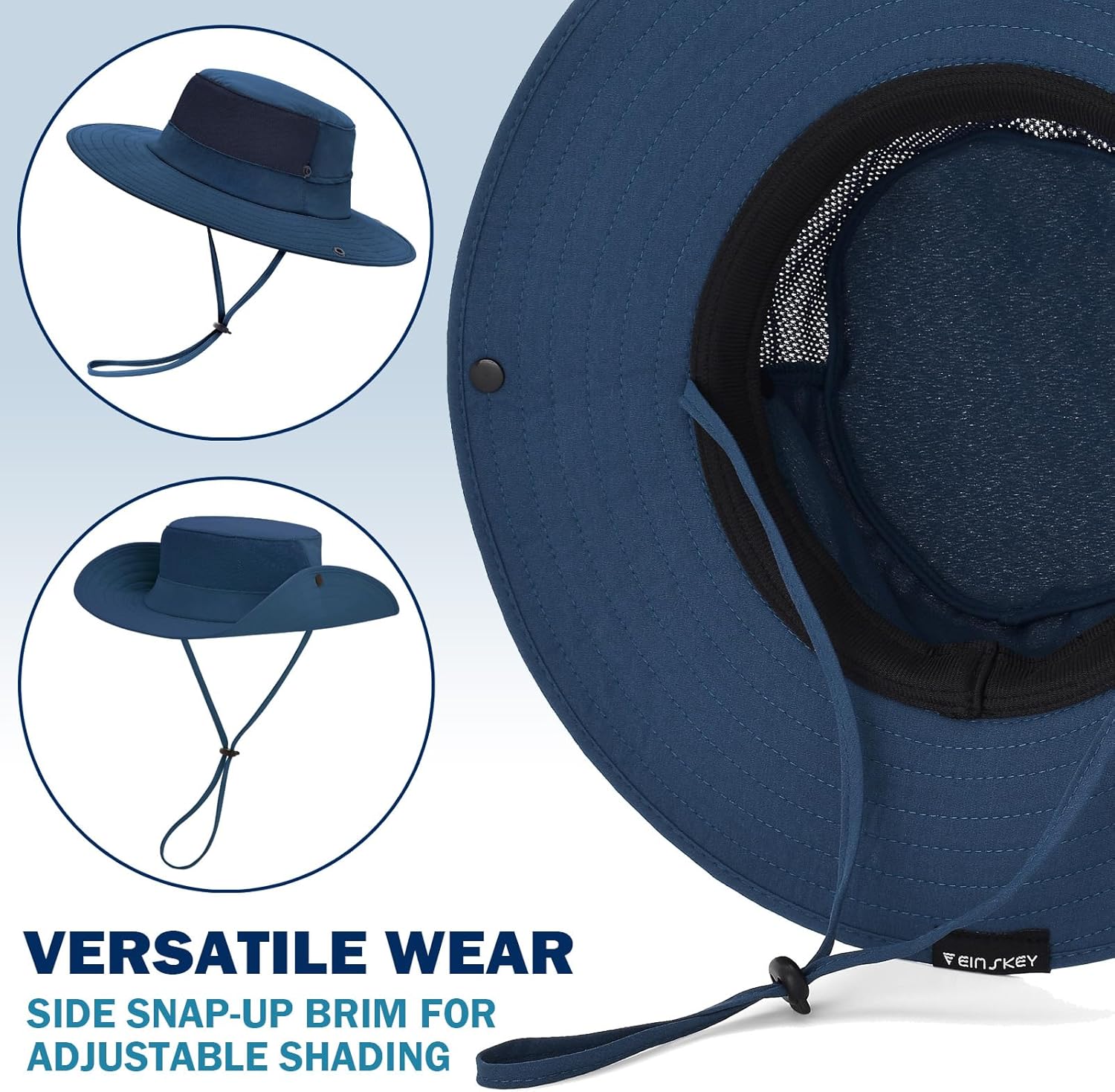 EINSKEY Cooling Sun Hats for Men Women, Wide Brim Bucket Hat UPF50+ UV Protection, Oversized Adjustable Ponytail Packable Hat - Image 5