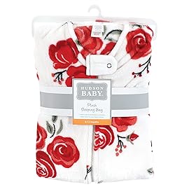 Hudson Baby Unisex Baby Plush Sleeping Bag, Sack, Blanket, Red Rose, 0-6 Months
