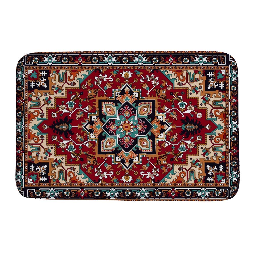 Tapis de bain persan vintage Ruchen en velours corail de qualité supérieure et confortable