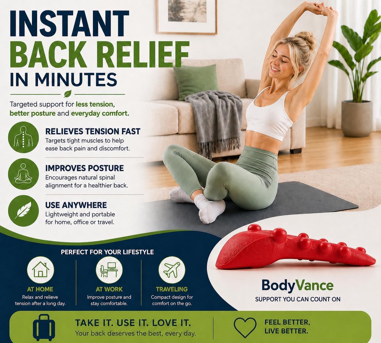 BREEV® Trapezius Massager, Neck, Shoulder & Upper Back Tension Relief Manual Massager – Trigger Point Tool for Trapezius Tightness, Tech Neck & Muscle Knots, Deep Pressure Body-Weight Design