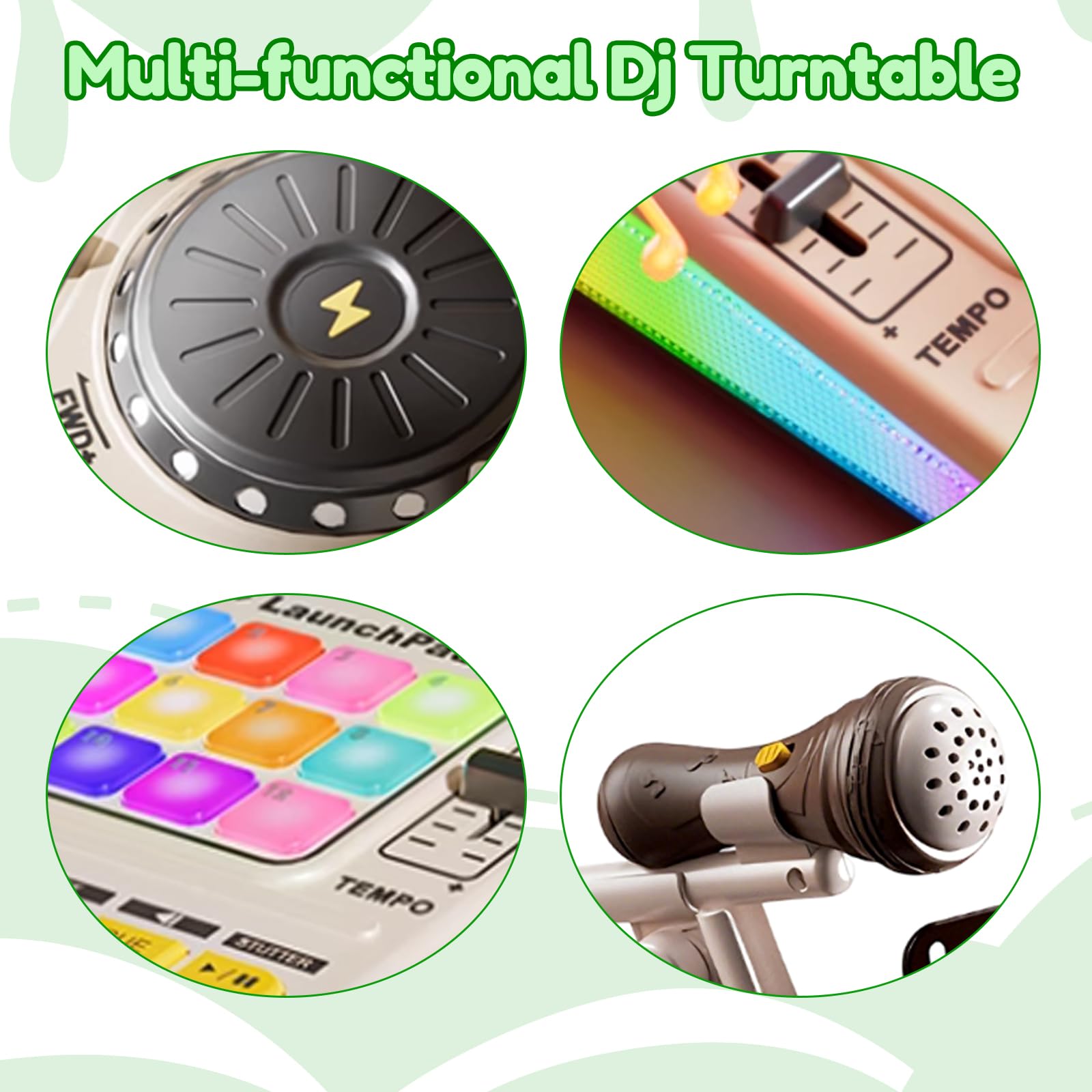Table de Mixage DJ Enfants, DJ Mixer Controller pour enfant Platines avec Microphone, Effets de Lumière, Mode de Jeu, Mixeur DJ, Jouet Musical Interactif peut être Bluetooth pour Garçons et Filles