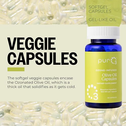Miniatura 2 de PurO3 Cápsulas de aceite de oliva virgen extra, aceites ozonizados puros de alta potencia para apoyo inmunológico y beneficios de bienestar,