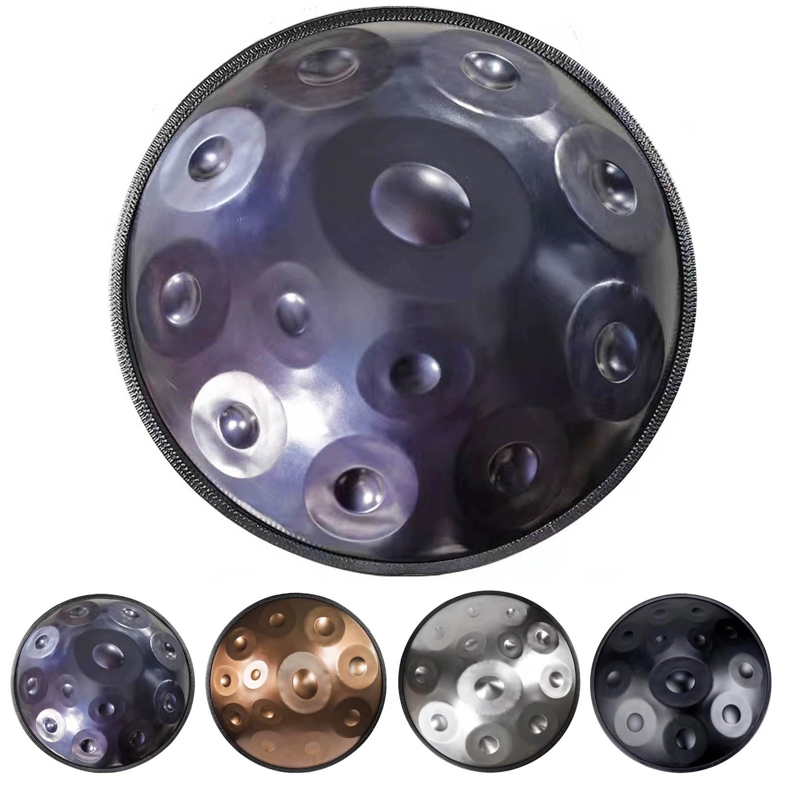 55.8cm Tamburo Handpan 432Hz/440Hz, 9/10/12 Note Strumento A Tamburo Handpan, Re Minore Tamburo in Acciaio per La Guarigione del Suono(Blue,440HZ/12Note)