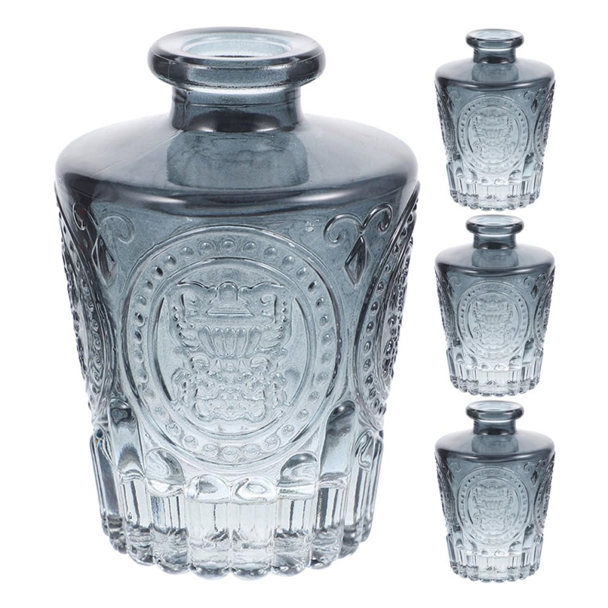 BESPORTBLE Lot de 4 Flacons Diffuseur en Verre Bleu 130ml pour Parfum D'ambiance Diffusion Polyvalente et Design Simple Décoratif pour Toute Pièce