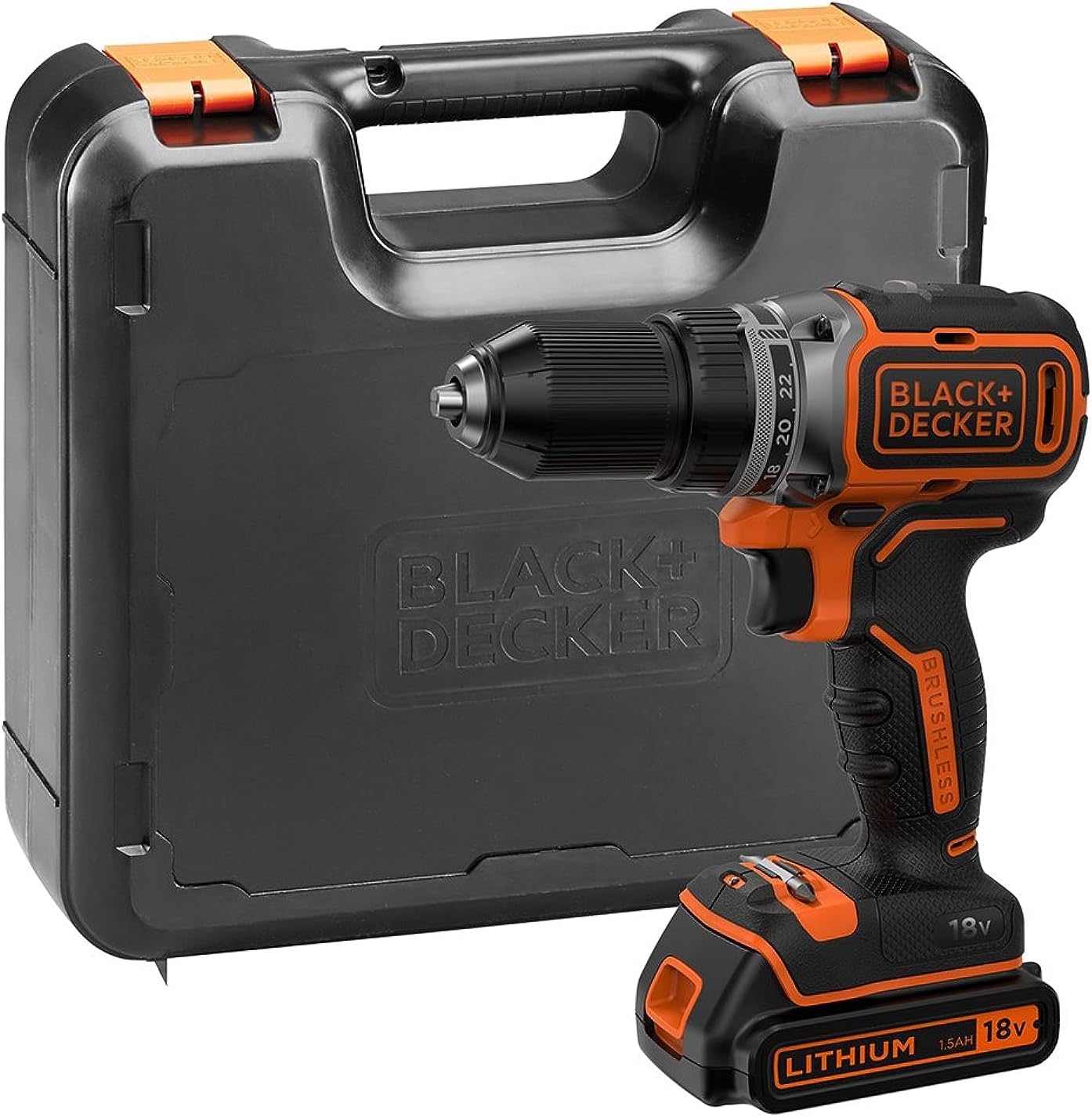 BLACK+DECKER 18V Brushless Drill Driver with Kitbox and 1.5Ah Lithium ...