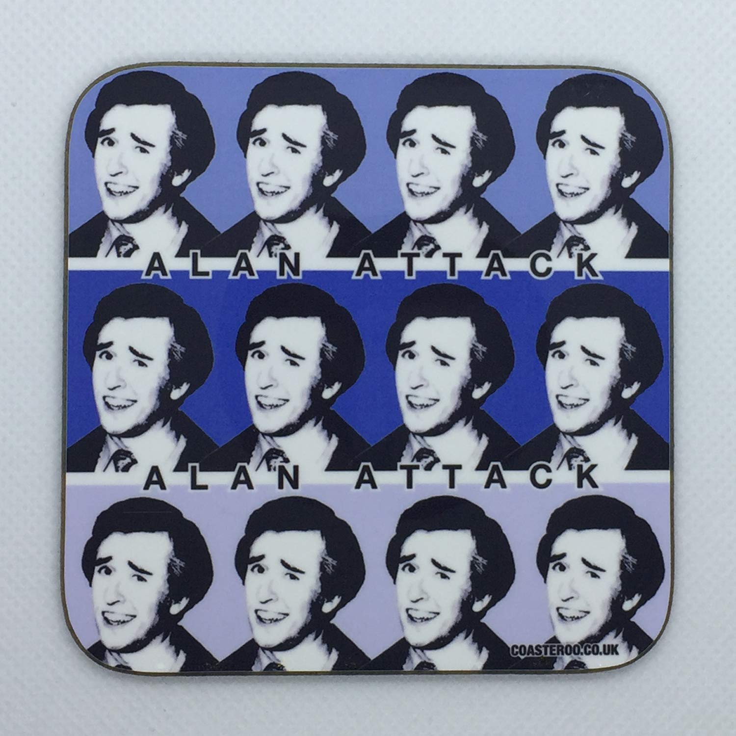 Coasteroo Black Alan Attack - Inspired By I'm Alan Partridge - Drinks Coaster - Hardboard - 9Cm X 9Cm - Gloss Finish