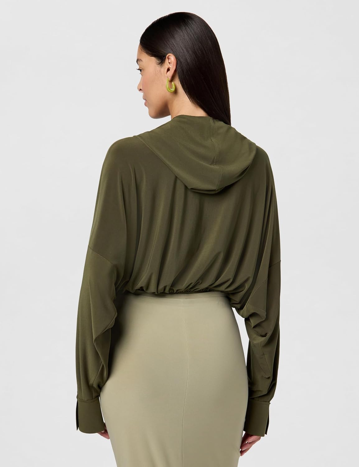 Norma Kamali Women's Hooded Super Oversized Bf Nk Shirt Bodysuit