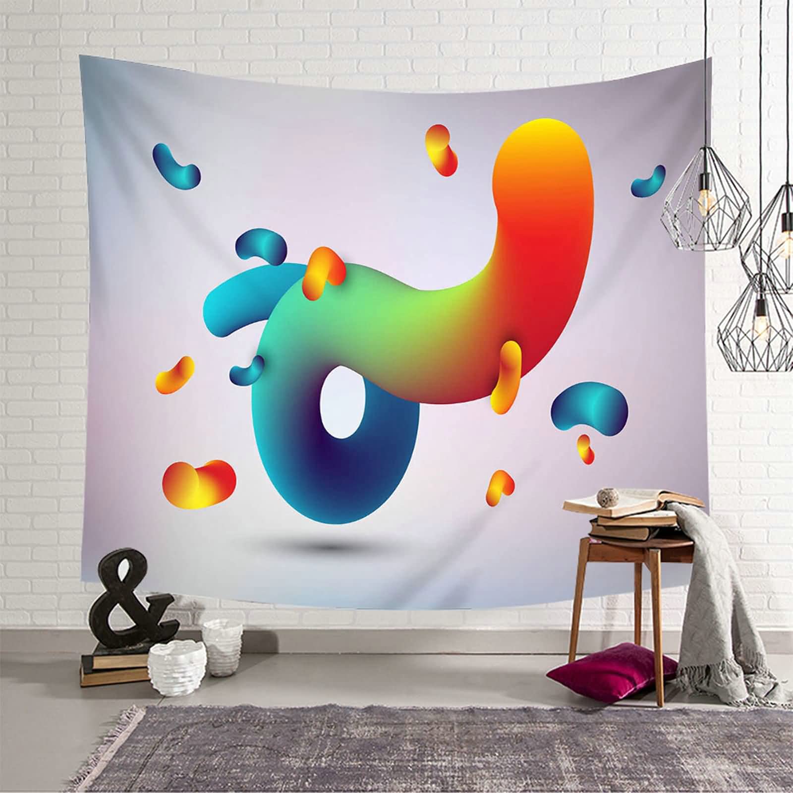 Tapiz de pared KnSam en espiral tridimensional multicolor de poliéster de 150 x 130 cm