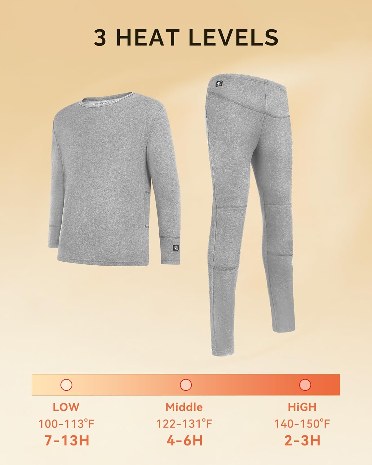 SAVIOR HEAT Heated Underwear for Men - 7.4V 3000mAh Rechargeable Heated Thermal Underwear Set Electric Long Johns Work 13H