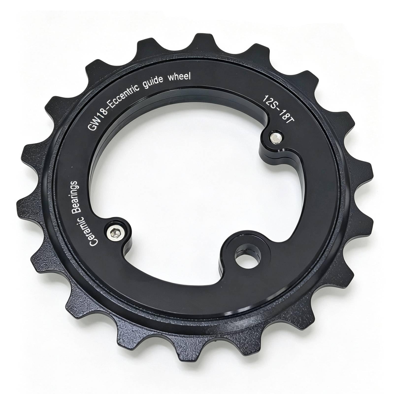 Rueda de Desviador de Bicicleta 18T con Rodamientos Cerámicos Polea Trasera Roldana de Cambio Diseño Hueco Excéntrico Aleación de Aluminio Compatible , Negro