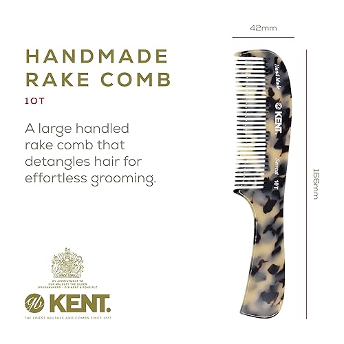 Miniatura 2 de Kent 10T TW - Peine desenredante grande, hecho a mano, peine de dientes anchos para cabello rizado y grueso, peines desenredantes para cabello