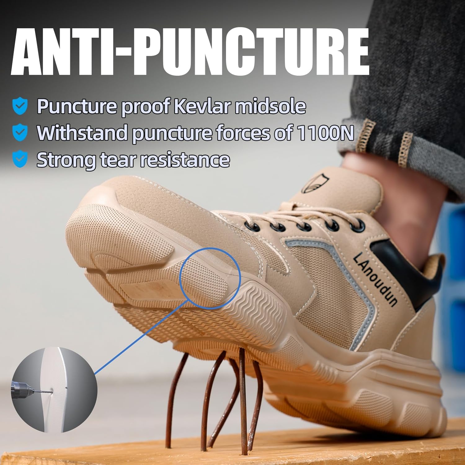 Steel Toe Shoes for Men Lightweight Puncture Resistant Safety Footwear Work Shoes Men Safety Work Shoe Comfortable for Construction Warehouse Jobs - Image 4