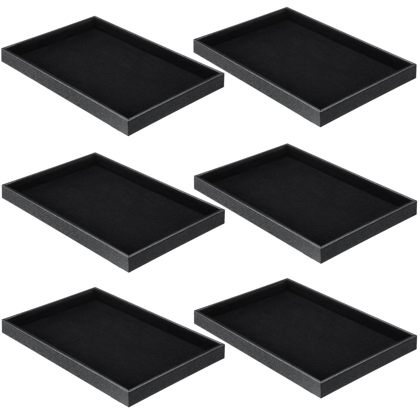 Photo 1 of ***PARTIAL SET - PRICE ADJUSTED***Quelay 6 Pcs Velvet Stackable Jewelry Tray Showcase Display, Jewelry Organizer Tray Bracelet Ring Earring Necklace Organizer Empty Plate for Drawers Countertop (Black)