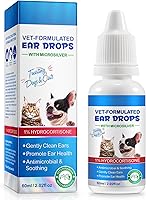 Vista 1 de Gotas de tratamiento de infección de oído para perros y gatos, gotas limpiadoras de oídos para perros con hidrocortisona al 1% que alivia