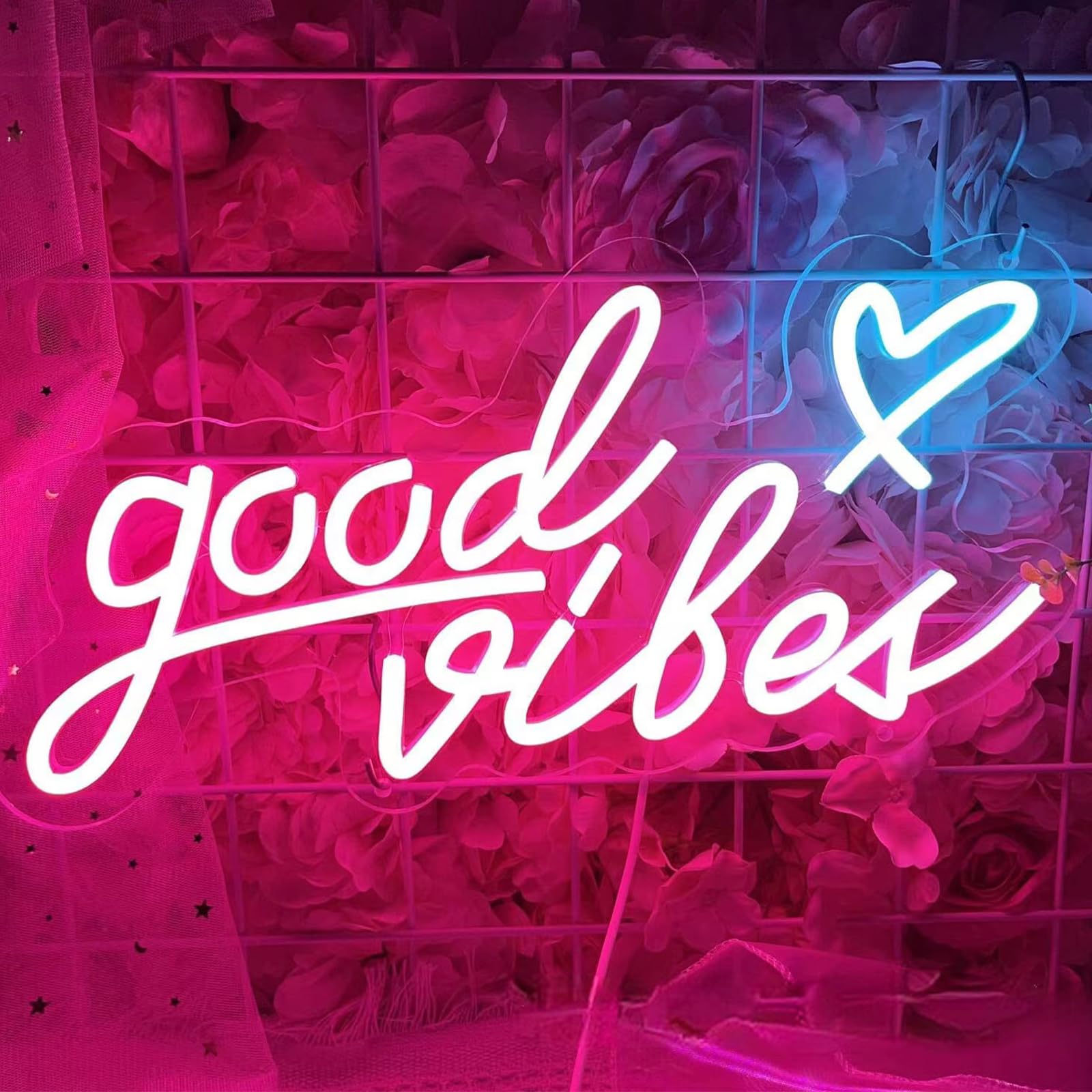 Good Vibes Neon Sign, Neon Light Sign Powered by USB with Switch, Neon Sign for Wall Decor, Pink Led Neon Sign for Home Bar Pub Club Wall Bedroom Decor