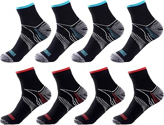 8 Pairs Compression Socks Plantar Fasciitis for Women Men,Arch Support Low Cut Compression Ankle Socks for Running Cycling