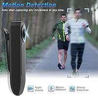 Vista 4 de Mini Body Camera with Audio & Video Recording - Small POV Cam 1080P with 64G Card - Wearable Personal Portable Cameras Recorder DV - Night Version