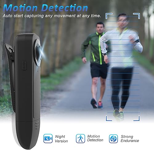 Miniatura 4 de Mini cámara corporal con grabación de audio y video, pequeña cámara POV 1080P con tarjeta 64G, grabadora portátil personal portátil para videocámara