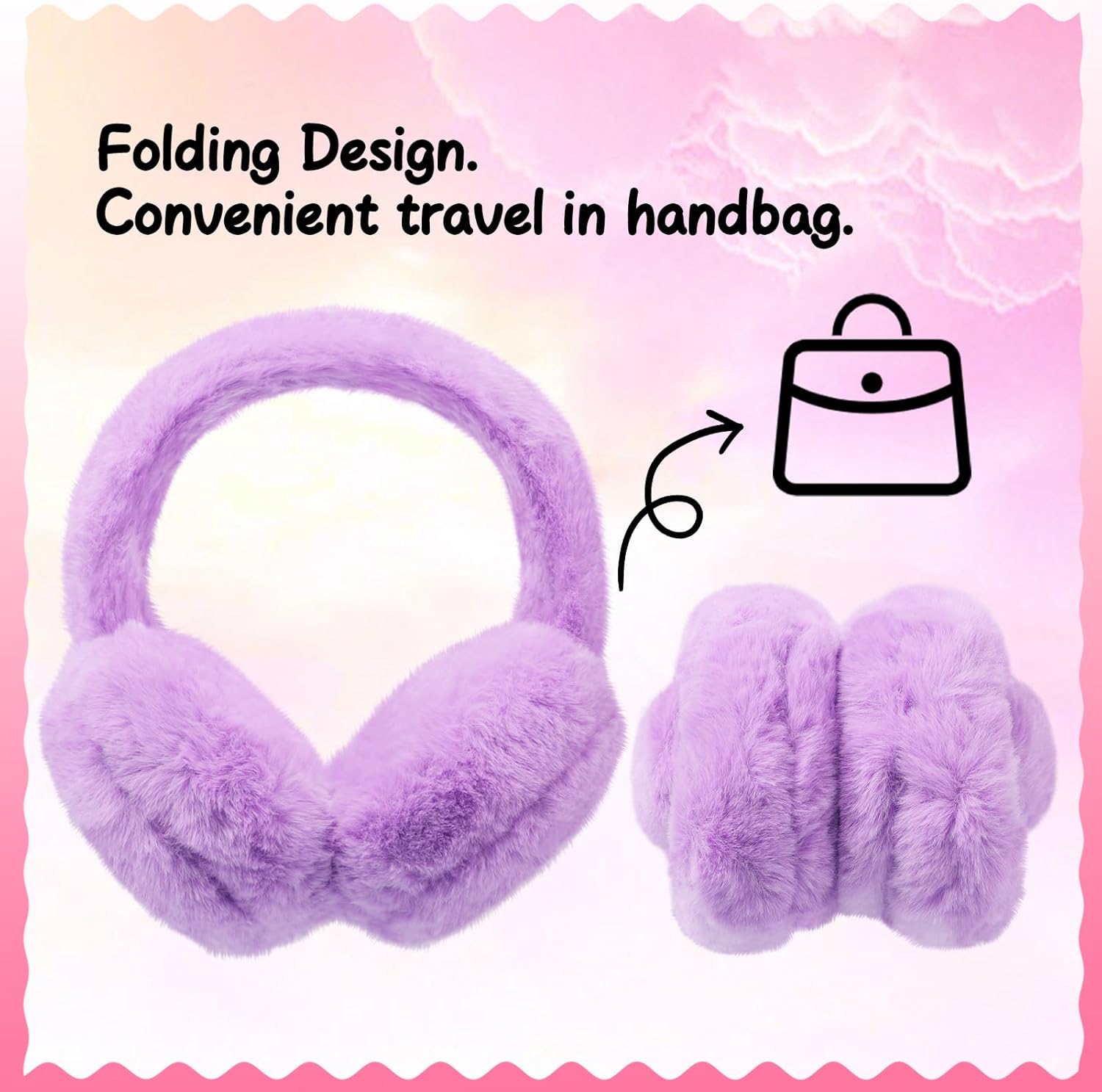 Kids Plush Earmuffs and Gloves Set Girls Boys Winter Faux Fur Ears Muffs Covers Outdoor Ear Warmers Age 7-12 - Image 4