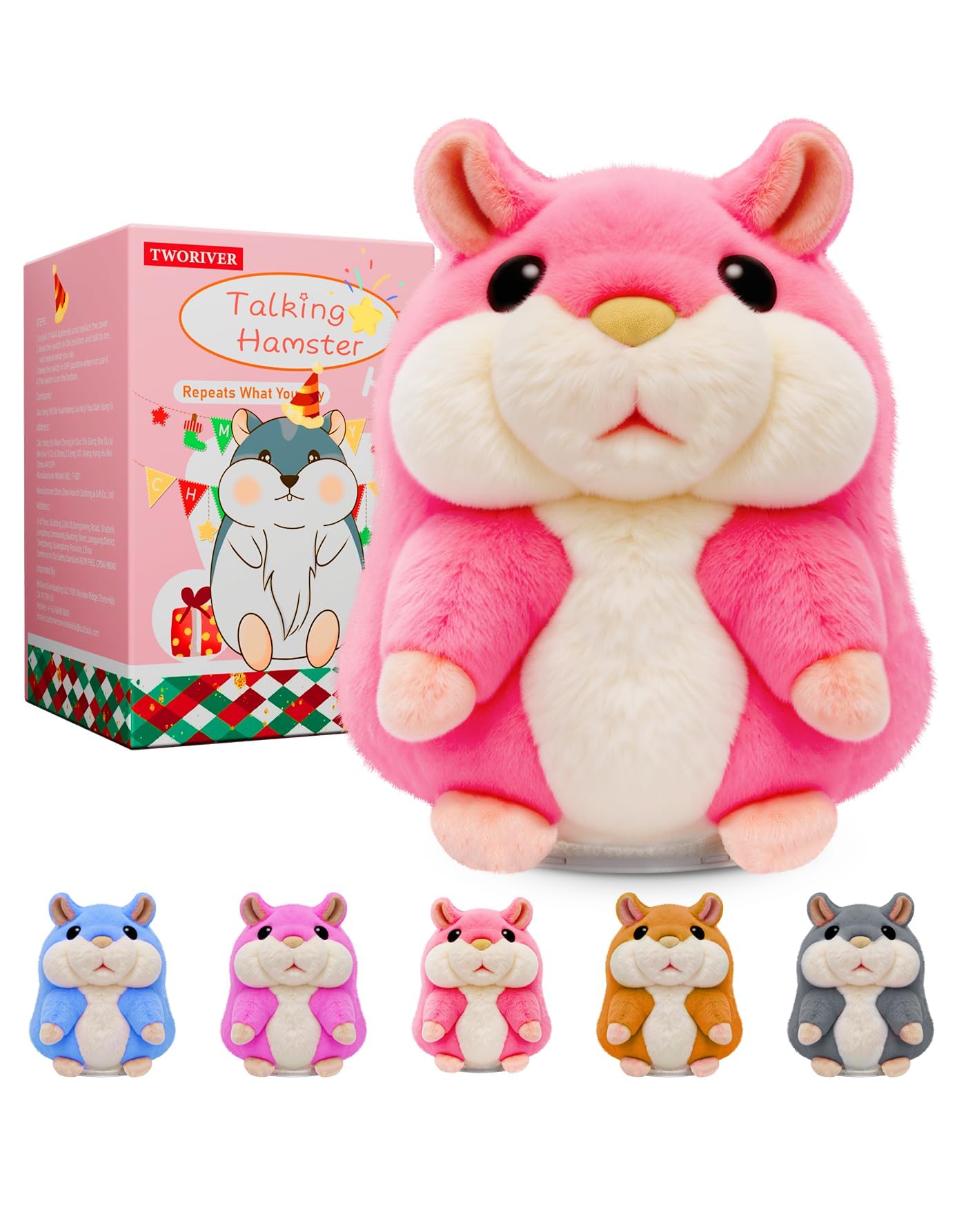 Photo 1 of TWORIVER Pink Talking Hamster Plush Toy