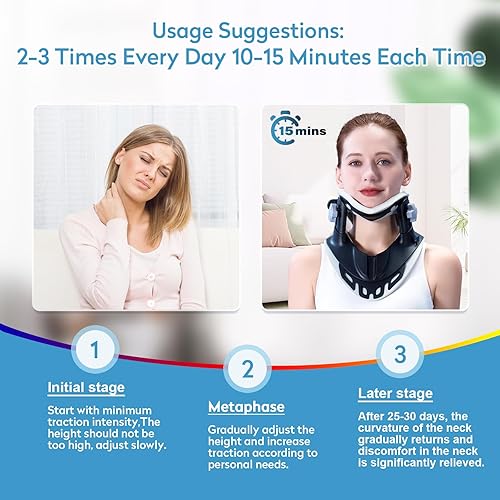 Miniatura 6 de Estirador de cuello de tracción cervical, dispositivo de tracción de cuello ajustable, alivio del dolor de cuello y hombros, soporte para el cuello