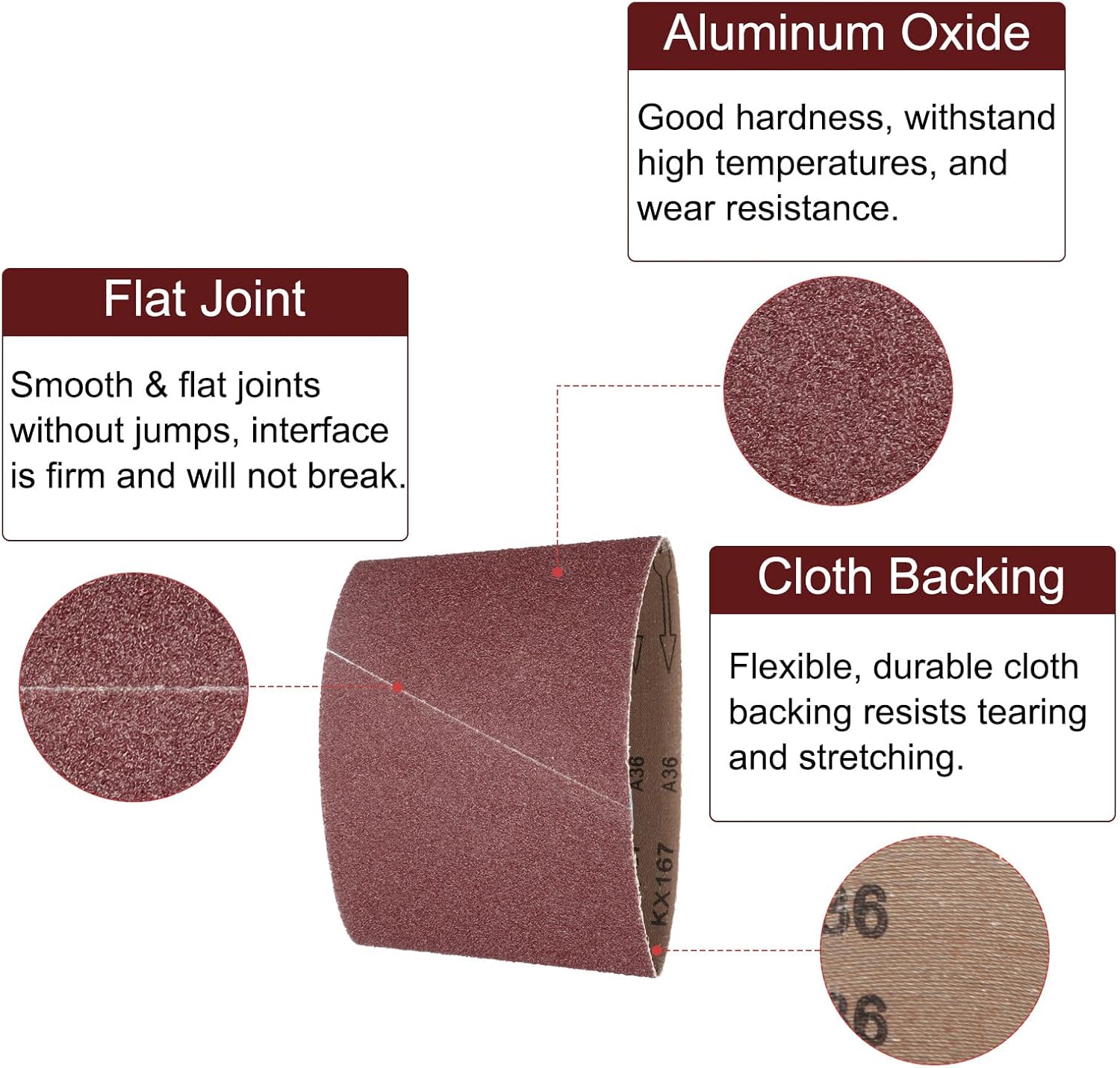 uxcell 10pcs 8" x 19" Sanding Belts 36 Grits Aluminum Oxide Abrasive Belt Sander Paper Sanding Papers for Metal Wood Grinding Polishing, Reddish Brown