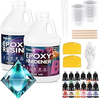 ZYNNORIX Epoxy Resin Kit, Crystal Clear Epoxy Resin,Strong, Durable, not Yellowing, no Bubbles,Self Leveling,for DIY, Jewellery, Table top, Molds, Wood, Resin Epoxy - for Beginners & Pros,2 Gallon