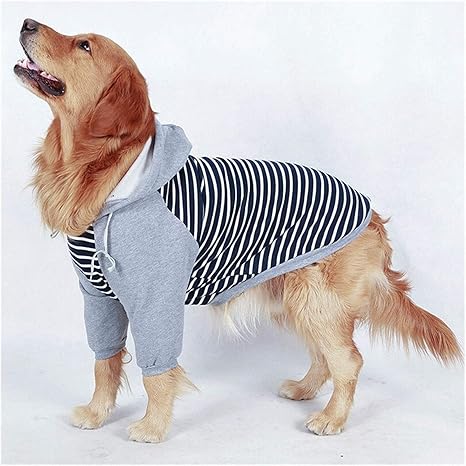 Amazon Co Jp Z Y ペット服 犬服 Tシャツ フード付き犬冬服ストライプペットフード付きジャケットペット服大型犬の犬パーカートレーナー犬 の冬服 Z Color Black Striped Size 34 ペット用品