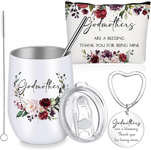 Juego de 3 vasos de acero inoxidable de 12 onzas, regalos para madrina, bolsas de maquillaje, llavero para Acción de Gracias, boda, vacaciones,