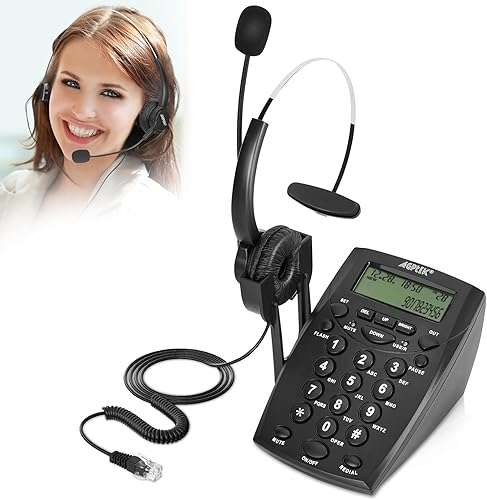 AGPtEk – teléfono intercomunicador centro de llamadas con auricular., Negro