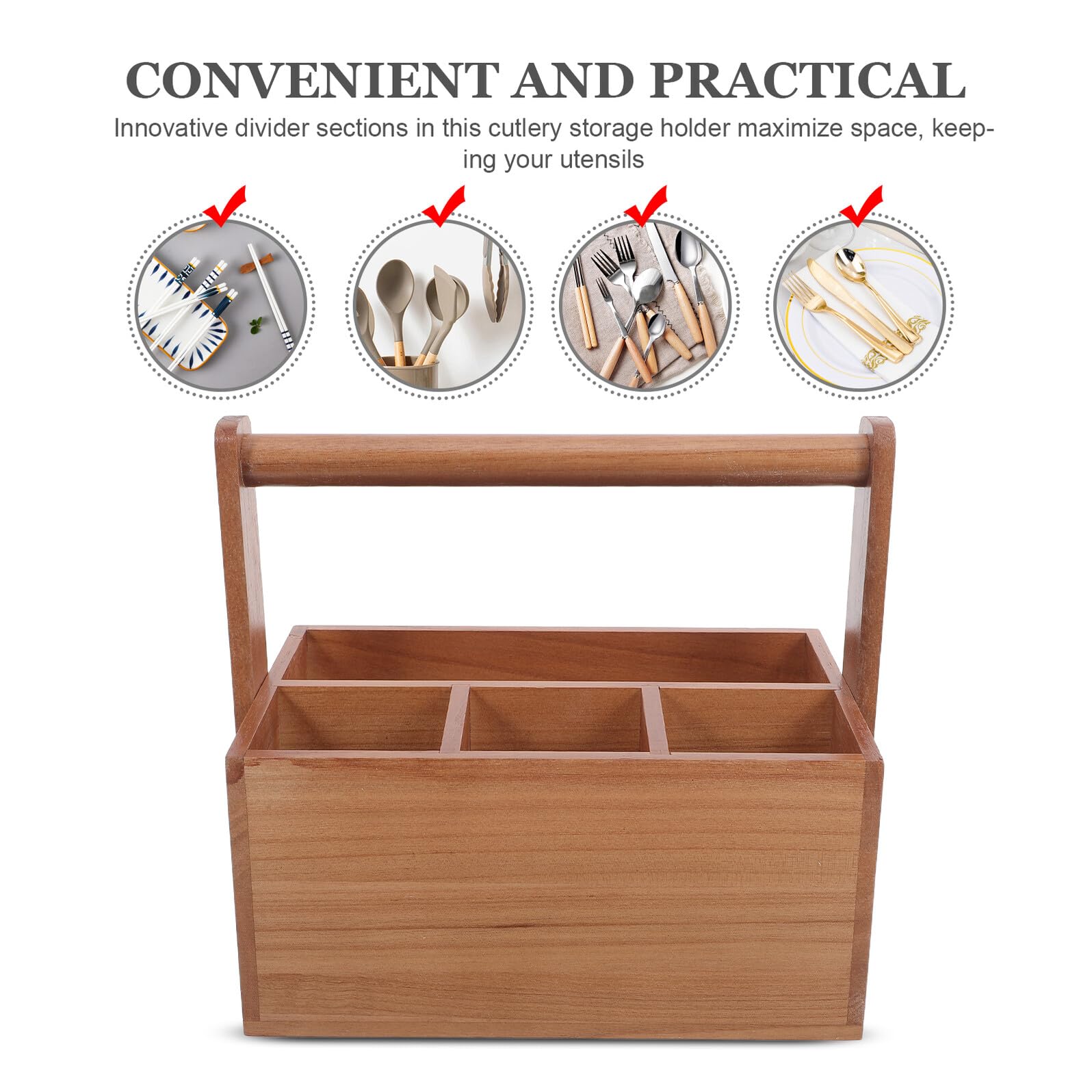 TOYANDONA Porte-ustensiles de Comptoir Vintage en Bois avec Compartiments