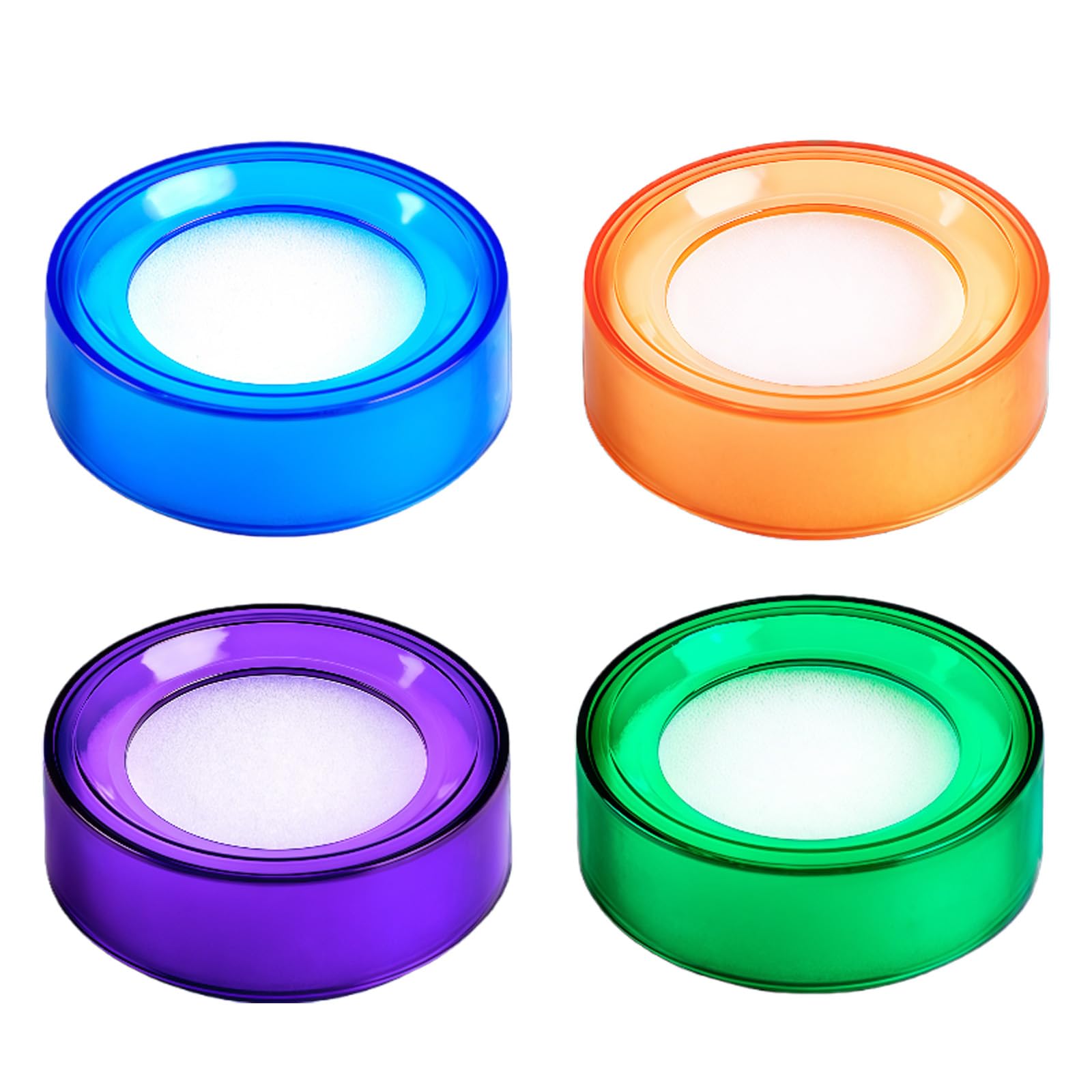 4Pcs 2.7x1Inch Finger Wet Sponges with Plastic Case Round Counting Moisturizing Tool for Banknotes Cash Documents Finance Office(4 Colors)