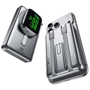 REWONDER Magnetic Portable Charger 10000mAh PD 20W Portable Charger Power Bank with Built-in 2 Cables Travel Essential Magsafe