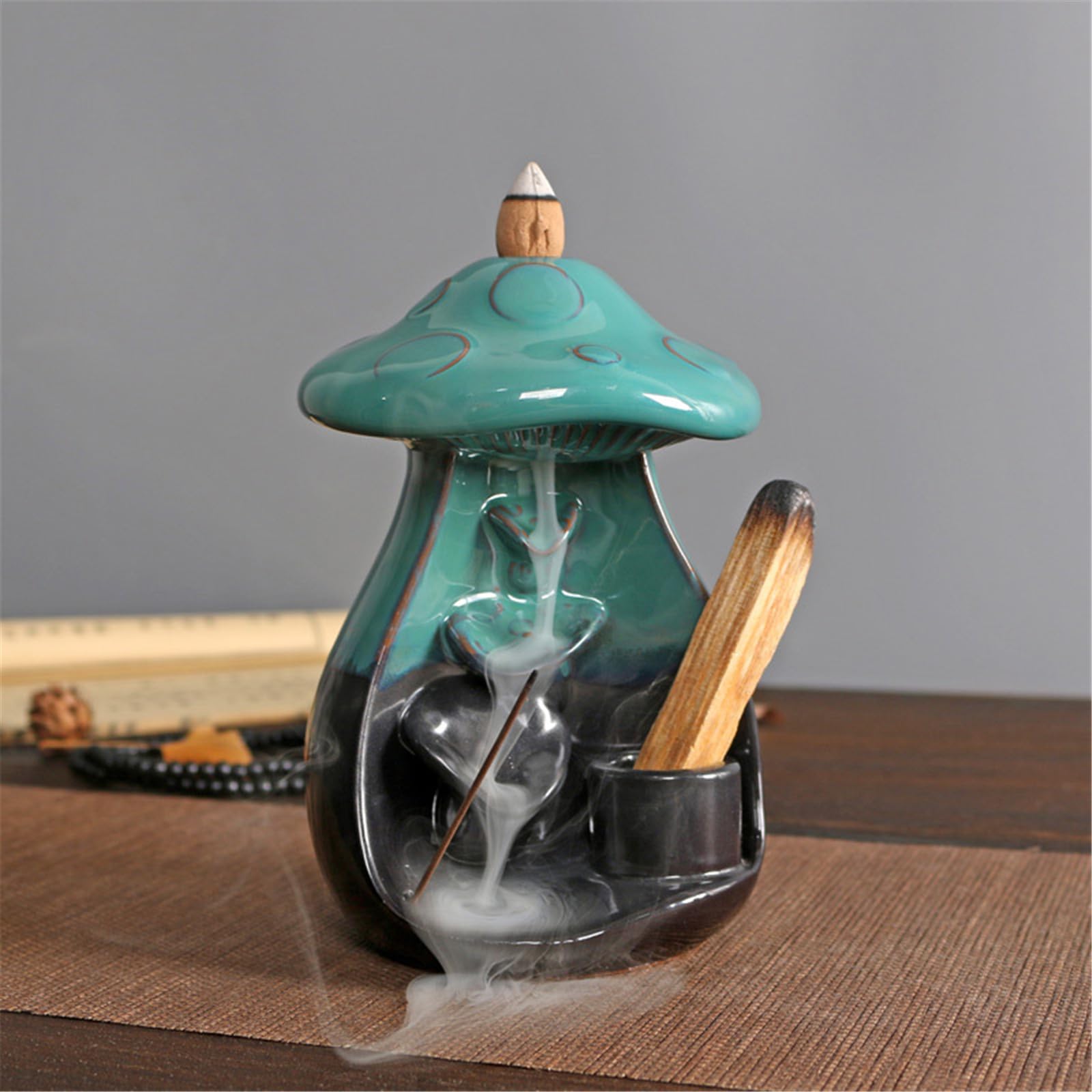 Portaincenso a fungo in ceramica, con piattaforma a cono e cascata affumicata, per la decorazione domestica, bruciatori di incenso