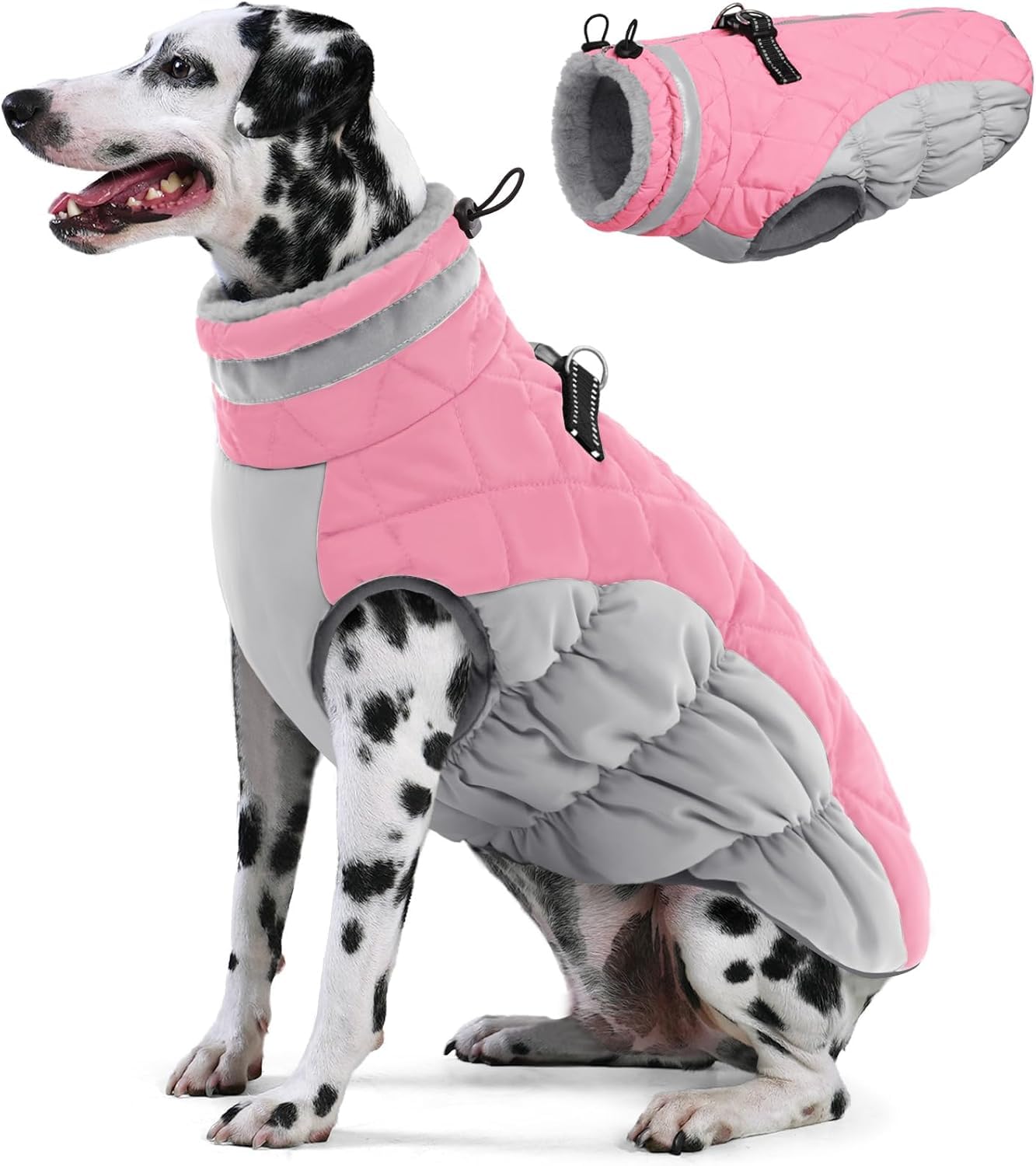 AOFITEE Winter Dog Coat for Large Dogs, Winter Warm Dog Jacket with Roll Collar, Reflective Fleece Dog Coat Winter Vest for Dogs, Pet Skiing Costume, XXL Pink — image 1