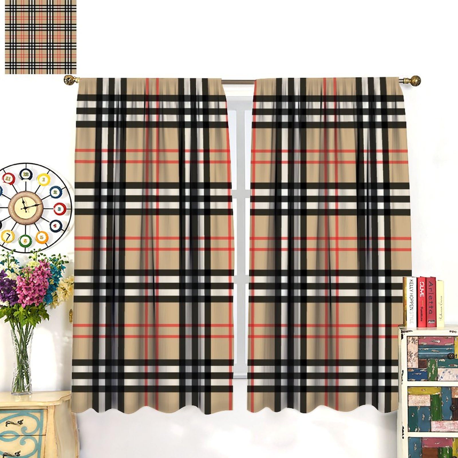 Plaid Curtains Retro Plaid Colorful Plaid Pattern Pattern Suitable