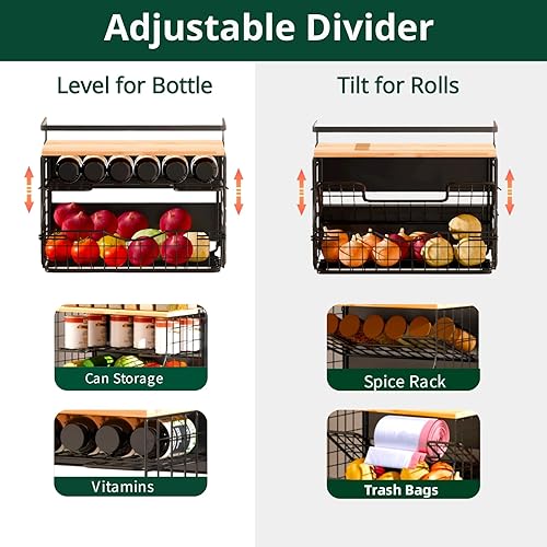 Miniatura 4 de Estante magnético para refrigerador con tapa de madera, contenedores de almacenamiento de papas y cebollas, contenedor grande de cocina, estante