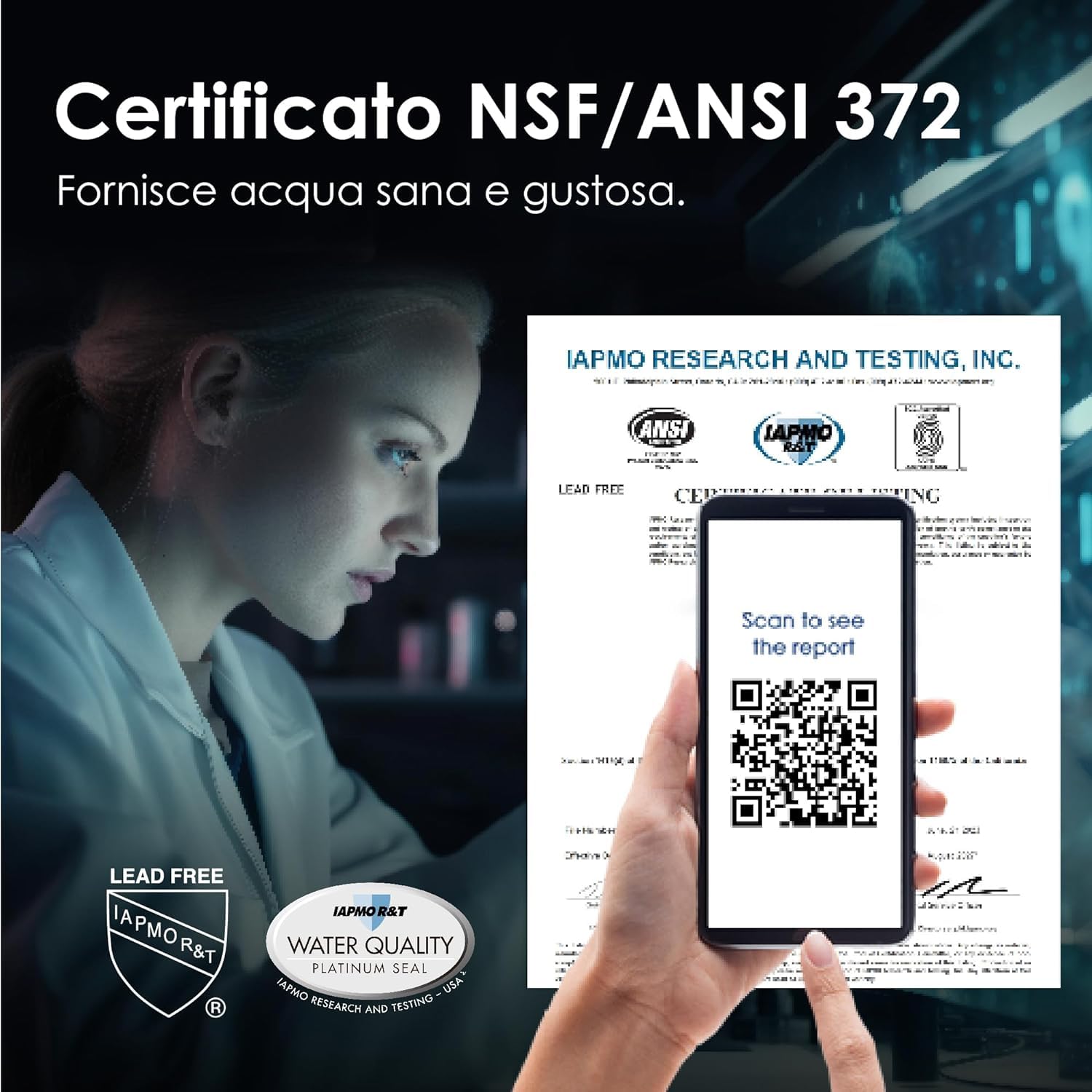 Waterdrop WD-A1 Osmosi Inversa Sistema da Banco, Erogatore di Acqua Calda e Fredda, Standard NSF/ANSI 58, Refrigeratore d'Acqua Senza Bottiglia, 6 Impostazioni di Temperatura