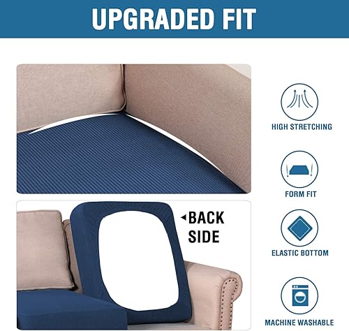 Miniatura 6 de H.VERSAILTEX - Fundas de cojín para asiento individual de sofá, súper elásticas, grueso tejido de sarga texturizado jacquard