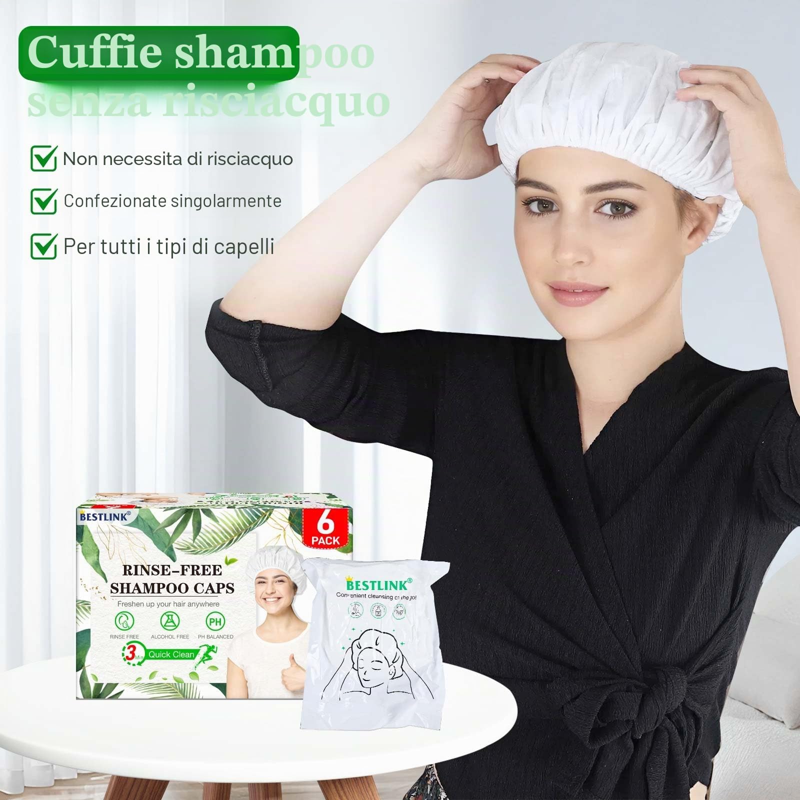 Cappelli per shampoo senza risciacquo, cappelli da doccia per lavaggio dei capelli per anziani e pazienti costretti a letto, cappelli da doccia senza risciacquo per dopo-intervento chirurgico