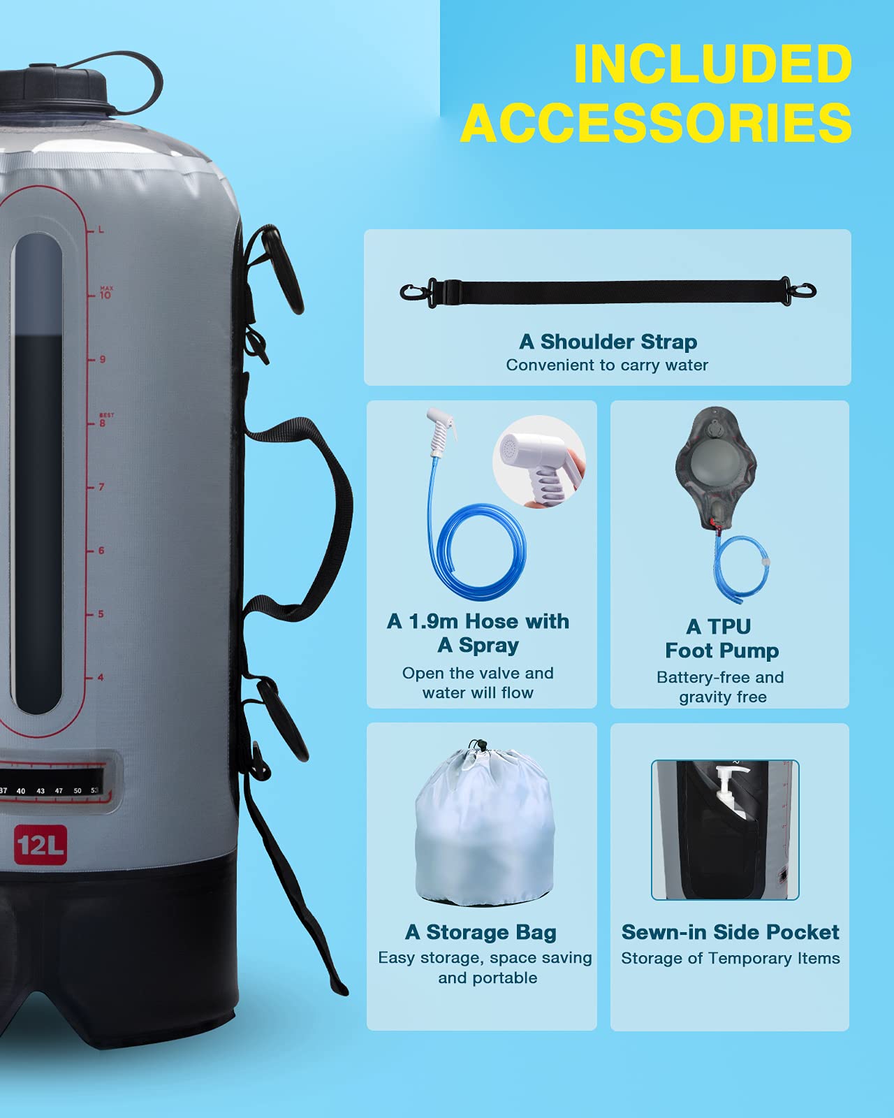 Youthor Portable Camping Shower, Portable Shower for Camping, Outdoor