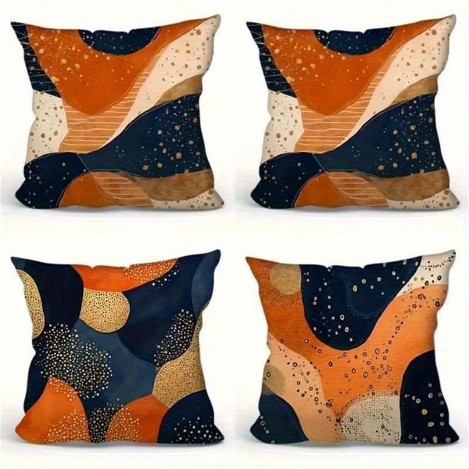Housse de coussin pour canapé de jardin et terrasse lot de 4 déco brun bleu
