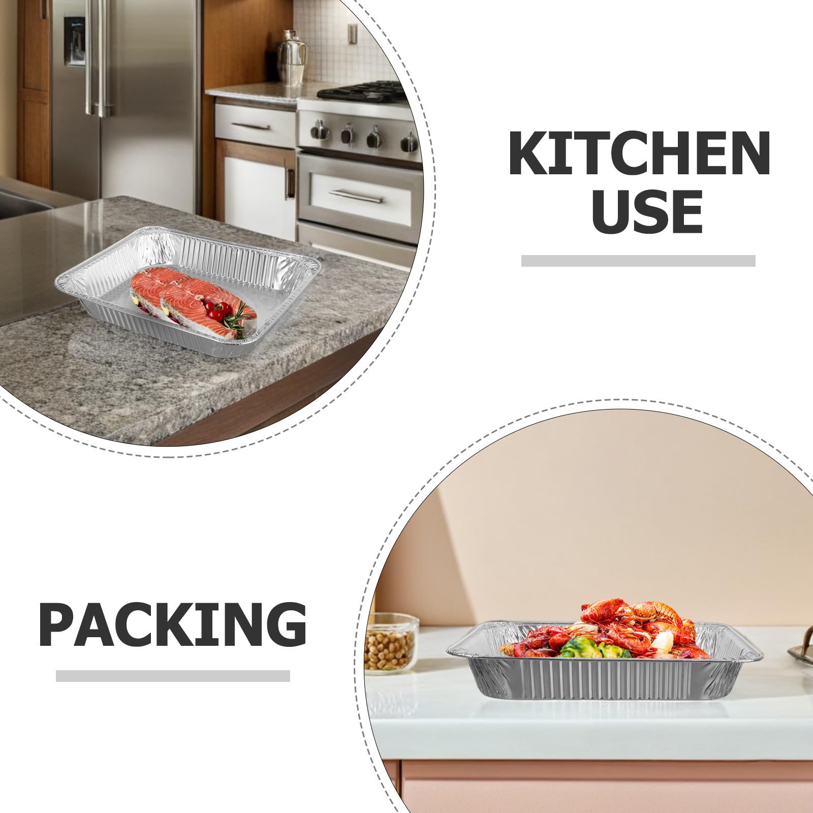 POPETPOP Bandejas Desechables de Aluminio Color Plata 30 para Hornear y Asar Alta Resistencia al Calor, Capacidad 2850ml Ideales para Barbacoas y Comida para Llevar