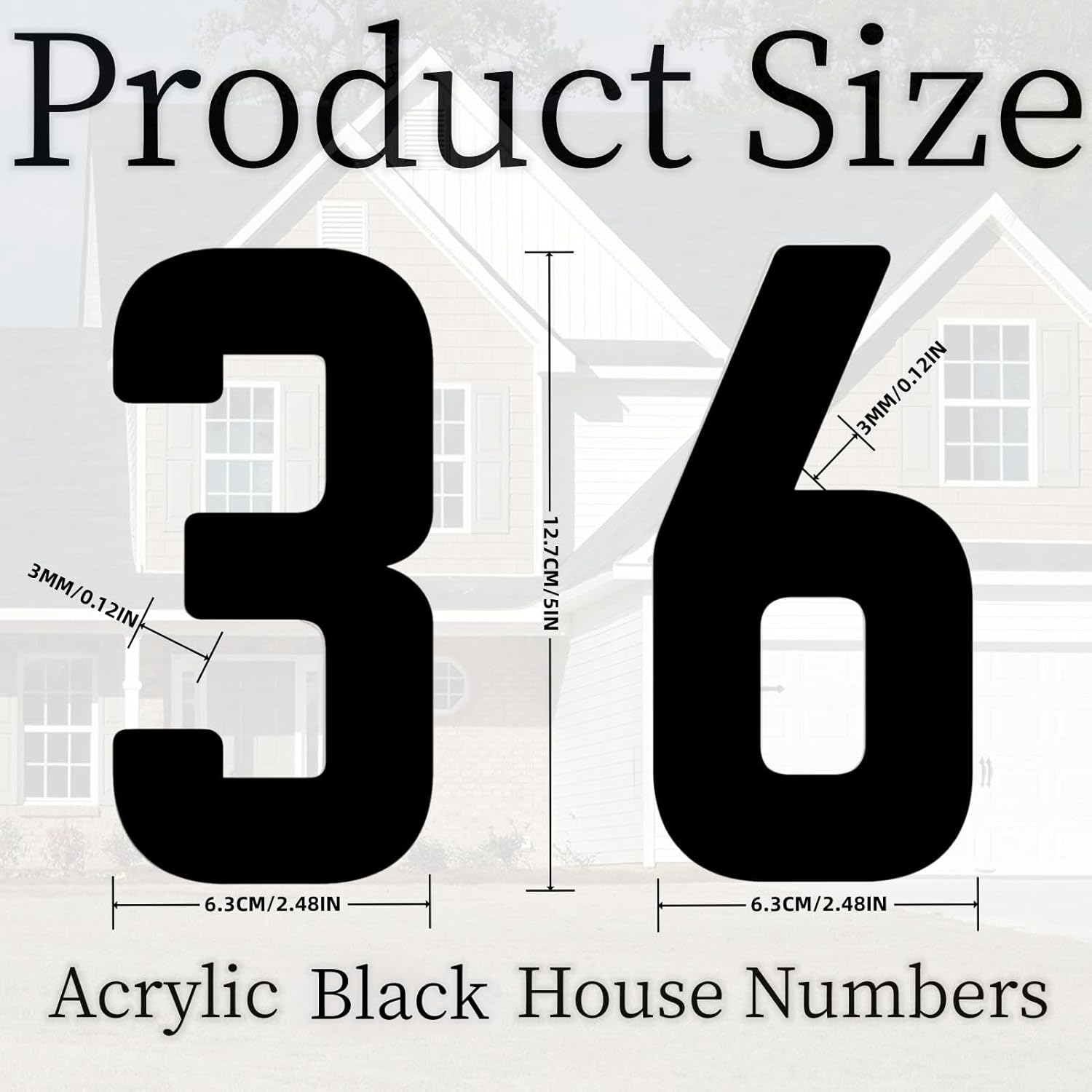 Self-adhesive 5 Inch House Numbers, Acrylic Modern House Address Numbers for Outside, Large Black Door Numbers for House Office Mailbox Door Home Room Hotel Apartments (Black, 5in Letter-B)