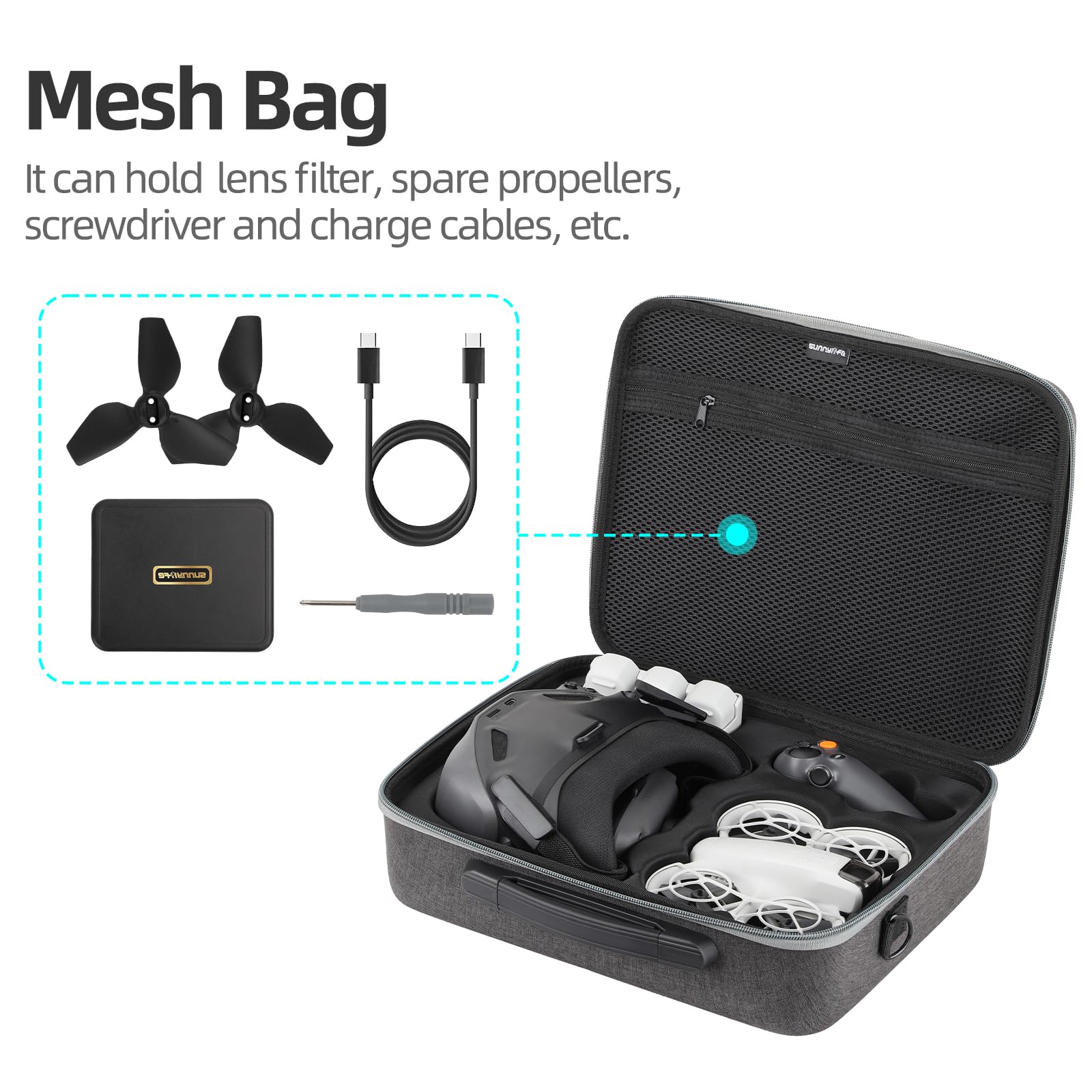 ZJRXM Neo Goggles N3 Case, Portable Travel Bag, Storage Carry Bag for DJI Neo Goggles N3, RC Motion 3 and Accessories - Image 4